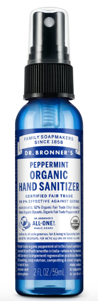 Dr. Bronner's - Organic Peppermint hand sanitizer 59ml