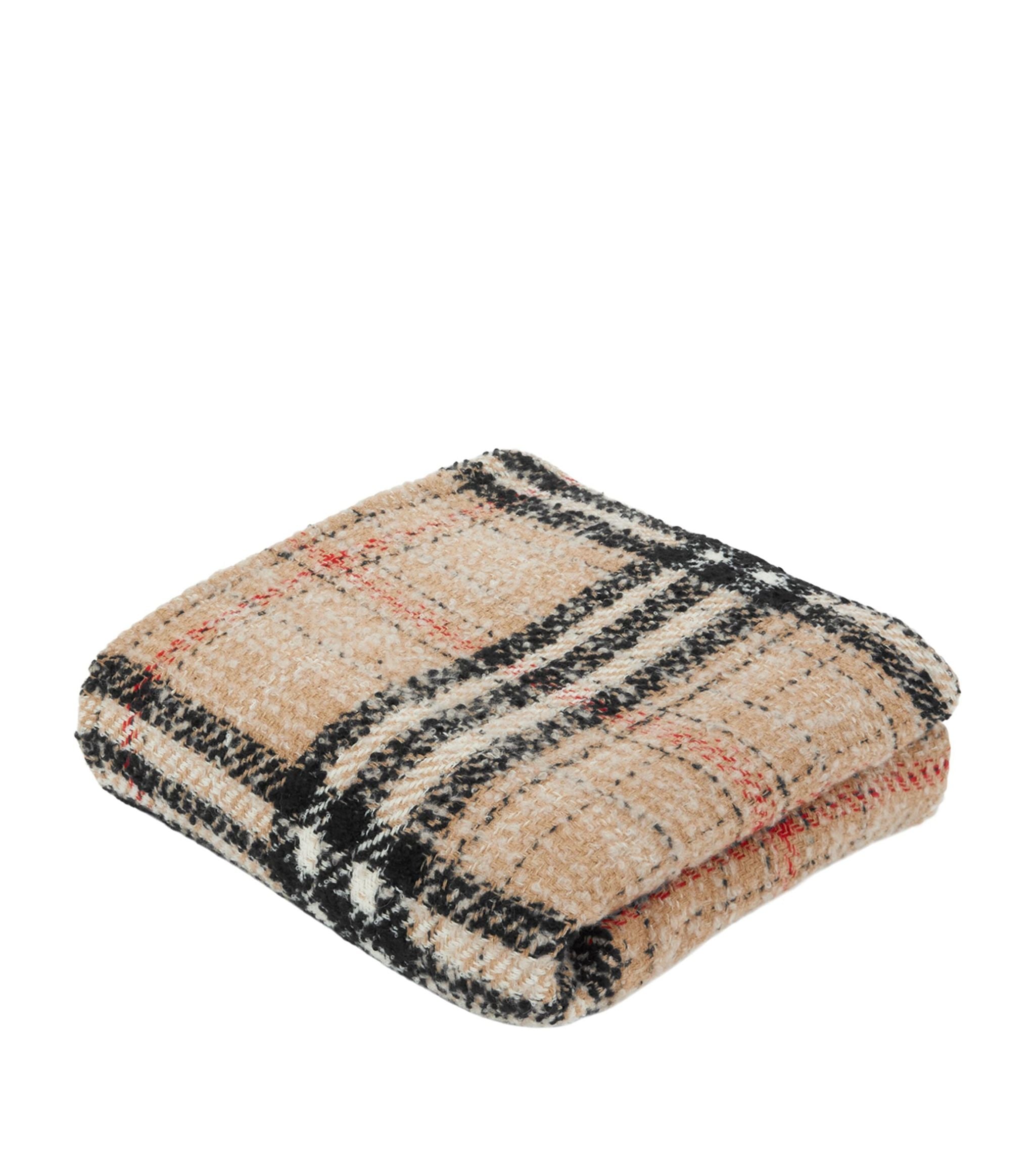 BURBERRY -  Cashmere-Silk Check Blanket (134cm x 134cm)